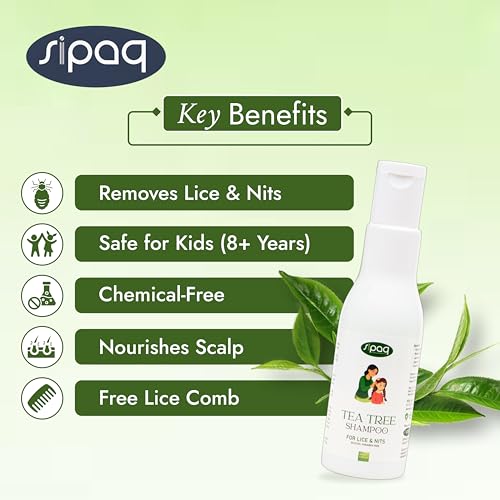 Image of Tea Tree Anti Lice Shampoo - 100% Natural Lice & Nits Removal with Free Comb | Tea Tree Oil & Neem Extract | Chemical-Free, Safe for 8+ Year Kids & Adults (200ml)