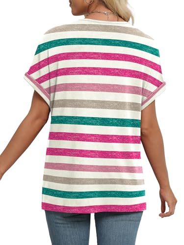 Image of WIHOLL Womens Summer Tops Short Dolman Sleeve Shirts 2026 Fashion V Neck Outfits Clothes