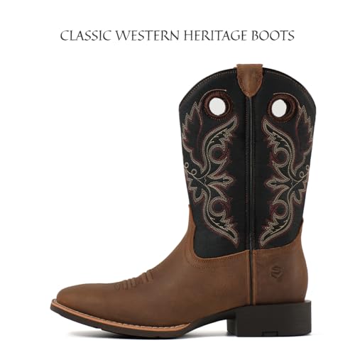 Image of SUREWAY Western Boots For Men - Mens Square Toe Cowboy Boot,Oil /Slip Resistant,Durable Fashionable Classic Pull on 10 Inch Wellington Boots - Soft Toe Work Boots