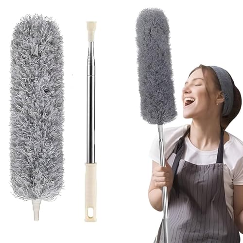 Image of Fan Ceiling Duster for Dust Cleaning with extendable Pole 100 Inch with Anti Scratch Bendable Brush for High Ceiling Fans,Window Blinds, Furniture (Standard)