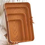 HASTHIP® Bandejas de Comida Reutilizables 5 Piezas, Efecto Grano de Madera, Plástico de Alta Calidad Libre BPA, Fáciles...
