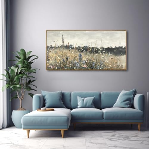 Solid wood Framed Canvas Wall Art Vintage Decor, Classical Oil Painting Canvas Prints Champ fleuri Vintage 20'X40'Wall Art for Home Room Bathroom Decor by Orvannaatr - Used condition - Image 2