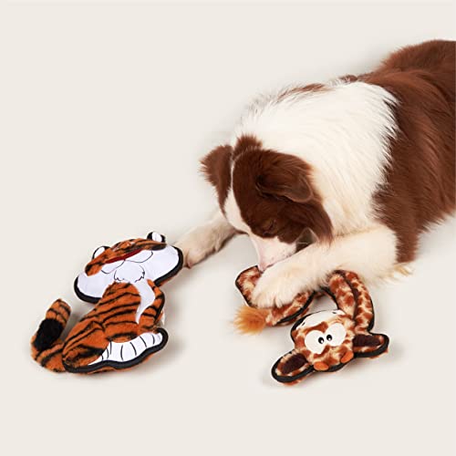 Image of BarkButler x FOFOS Safari Tiger - Brown Toy for Small and Medium Dogs (0-20kgs), Soft Plush Material, Squeaker Inside, Durable