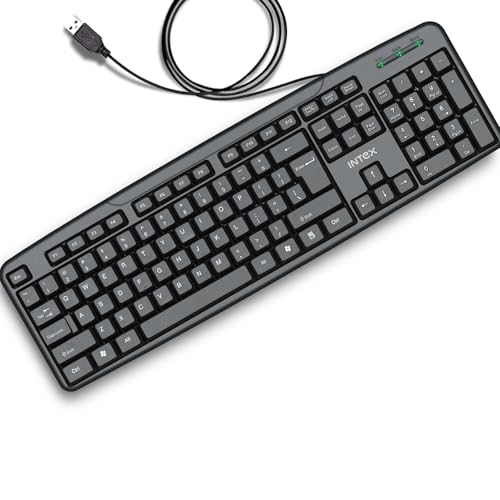 Intex Corona-G Wired Keyboard with 8 Million Clicks| Anti-Slip | Durable and Strong ABS Material | Retractable Stand | UV Coated Keys | 1.2m Cable (Black)