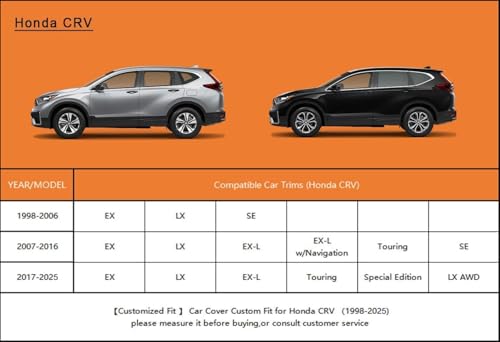 Kayme 6 Layers SUV Car Cover Custom Fit for Honda CRV CR-V (1995-2025), Waterproof All Weather for Automobiles,Rain Sun UV Protection.Silver by kayme - Image 5