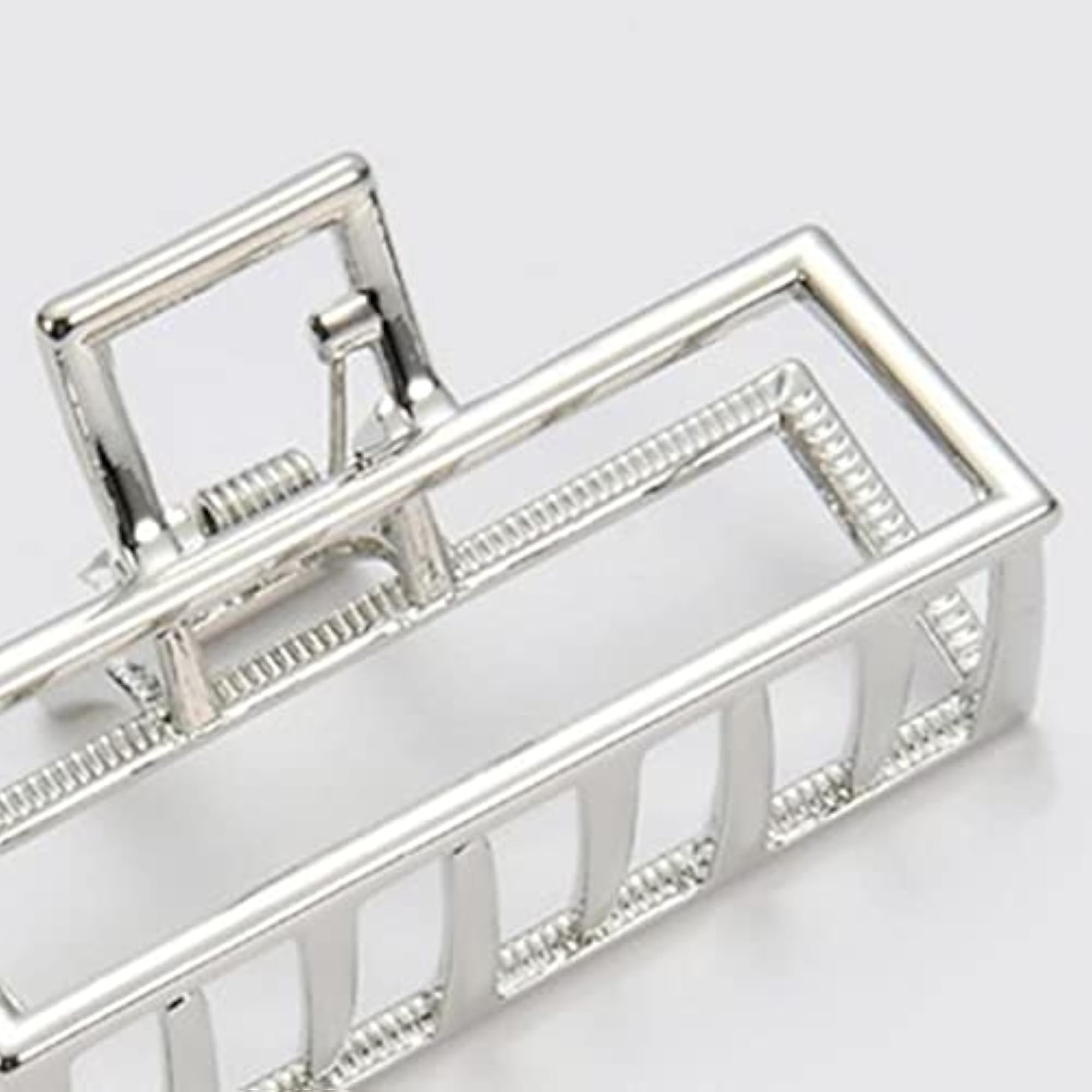Metal Jaw Clamp Hair Claw Clip for Women, Rectangle Silver