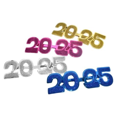 SWYOUN 4PCS 2025 Plastic Glasses Happy New Year's Eve Glasses Graduation 2025 Class Of 2025 Party Photo Prop Supplies Cover