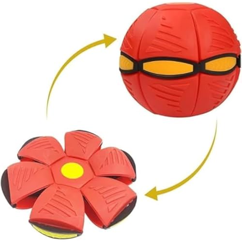 Image of UFO Magic Ball for Kids | Creative Fly Saucer Stomp | Multicolour Deformation| Flying Ball, Fidget Toy, LED Spinner, Air Spinner Flying (Red)