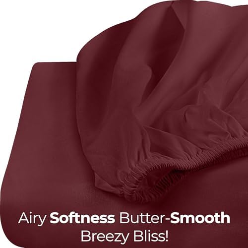 Queen Fitted Sheet, Ultra Soft Fits Up to 16 Inch Deep Pocket, Burgundy — view 6