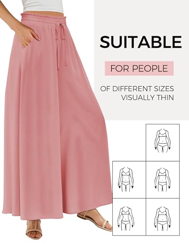 Buauty Women's Wide Leg Pants High Waist Palazzo Pants Boho Flowy Dress Pants 2025 Summer Trendy Casual Lounge Beach Trousers3