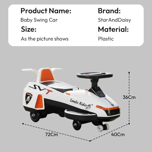 Image of StarAndDaisy Baby Magic /Swing Car for Kids Toys for 2-5 Years boy, with LED Light & Music,Backrest, 360 Swivel Steering Twister Ride-on /car with Smoke & Water (White)