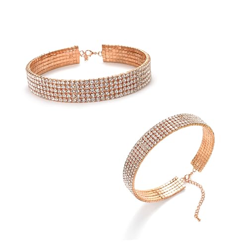 Collier Choker Diamant Cristal Rose anti-torsion avec strass robustes - 4