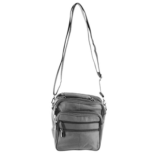 Genuine Leather Travel Men's Organizer Handbag By Silver Fever ® (Gray) #TOP5