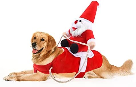 Christmas Pet Clothes,Funny Running Santa Dog Costume Dressing up Party Dog Outfits for Large Dogs Pet Festival Holiday Outfit (XX-Large)