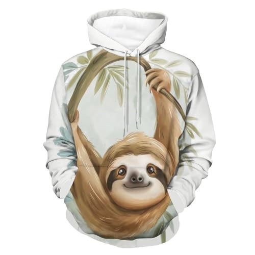 Sweat à Capuche Paresseux et Feuille, le Cadeau Original pour Homme et Femme