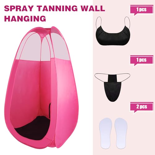 Image of Spray Tan Tent with Tan Spray Tanning Essentials Kit, Pop Up Portable Professional Mobile Self Tanning Tent Booth with Carry Bag & Waterproof Floor (PINK)