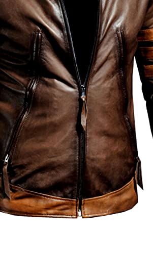 VearFit X-Men wolverine Superhero Real Brown Leather Jacket Men4