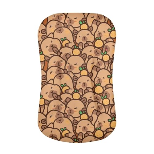Image of ZOUTAIRONG Soft Bassinet Sheets Capybaras Pattern Comfy Polyester Cradle Sheets for Baby Boys Girls Universal Fit for Most Cradle and Bassinet Mattress