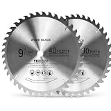 9" Table Saw Blade 2 Pack, 40T Carbide Tipped Circular Saw.....