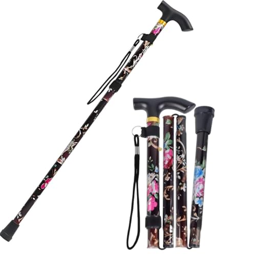 Bastón Plegable,5 Niveles de Altura Ajustable, Ligero y Portátil para Viaje,Diseño Floral Negro Elegante,Soporte Estable para Personas Mayores y Adultos con Movilidad Reducida para Hogar y Exteriores Bastón Plegable,5 Niveles de Altura Ajustable, Ligero y Portátil para Viaje,Diseño Floral Negro Elegante,Soporte Estable para Personas Mayores y Adultos con Movilidad Reducida para Hogar y Exteriores
