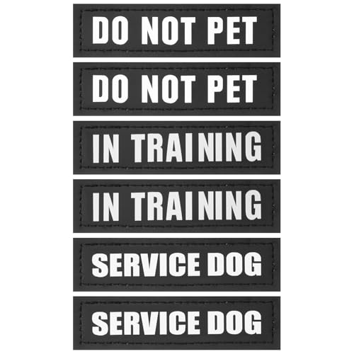 6 PCS Service Dog Patches, Removable Do Not Pet Patch for Harness Vest or Collar, Resuable in Training Dog Patch with Hook and Loop Tape