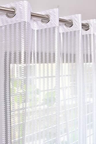 HFI Tissue Transparent Net Sheer Curtain- 7 Feet, Door, White, Pack of 2, Grommet Curtains