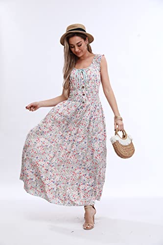 Image of OSTOO Women's 2026 Summer Boho Floral Print Tiered Casual Flowy Long Maxi Dress