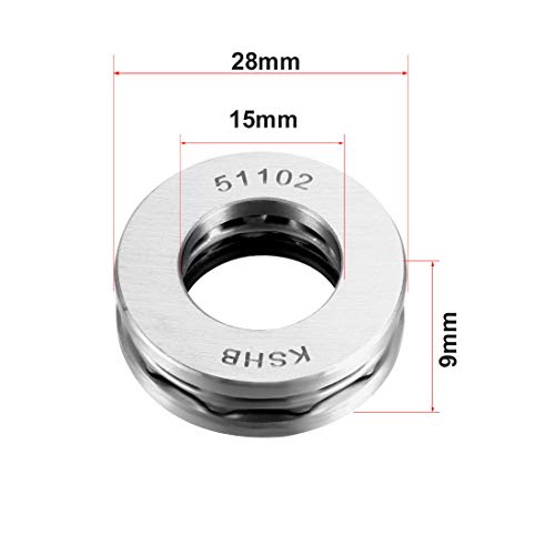 Uxcell A18062000UX0231 51102 Thrust Ball Bearings 15Mm X 28Mm X 9Mm Chrome Steel Abec3 Single Row Roller 3Pcs thumb #2