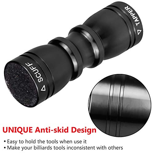 Selftek Pool Cue Tip Shaper, Billiard Pool Stick Tip With 3 In 1 Billiard Pool Cue Accessories Tool Scuffer/Shaper/Aerator 1Pack (Black) #TOP1