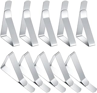 10 Pcs Table Cloth Clips, Tablecloth Clips, Adjustable Table Cover Clamps, Stainless Steel Table Cloth Clips Clamps Holders for Indoor Outdoor Picnic BBQ Wedding Party Home Table Cloth Clips Clamps