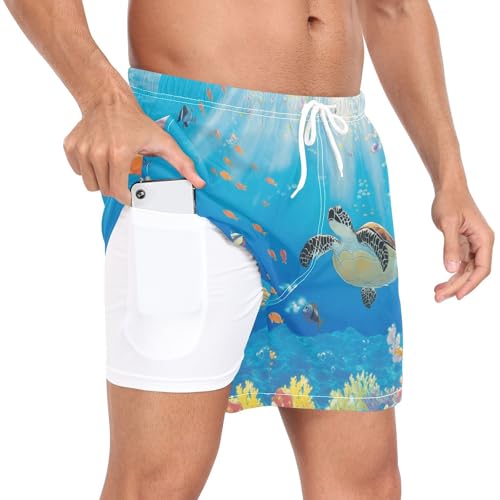 Mens Short Swim Trunks Men's 2 in 1 Workout Shorts with Liner Lightweight3