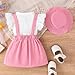 Imagen de LUVCES Conjunto Bebé Niña Verano Manga Corta con Volant Acanalados Top+ Falda con Tirantes con Lazo Vestido + Sombrero 3Pcs Elegante Ropa de Verano 3Pcs Rosa 12-18 Meses
