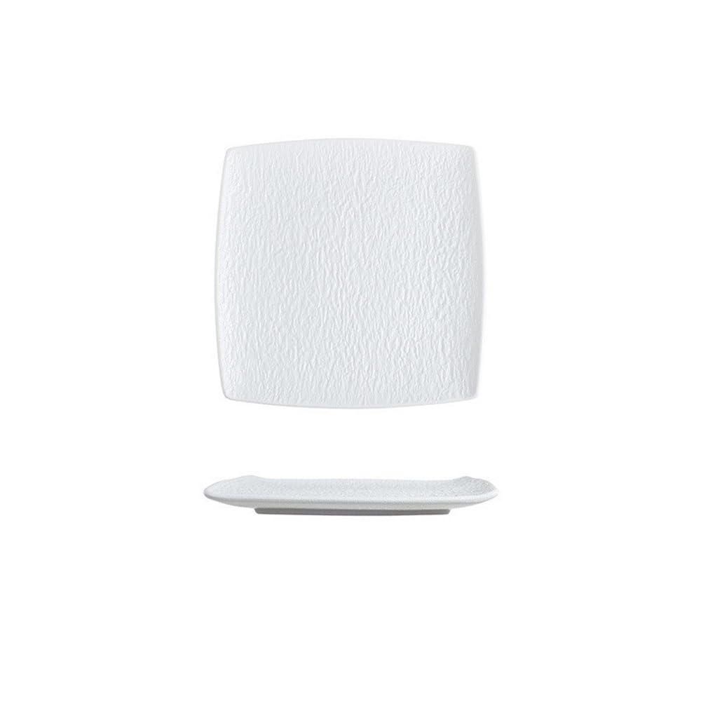 Talerze Obiadowe 9-calowe matowe ceramiczne talerze obiadowe, kwadratowe czarno-białe naczynia grillowe w stylu retro(White)