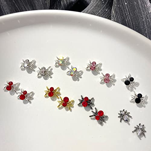 Eseres 40 Pcs Spider Nail Charms 3D Spider Nail Art Gems Punk Metal Spider Nail Charms For Halloween Diy Decoration 3D Spider Rhinestone Nail Accessories Multicolor #TOP3