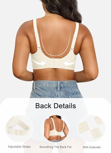 Image of Xcutting Bra for Women Wireless No Underwire Seamless Full Coverage Deep V Bralettes Everyday Comfortable Soft