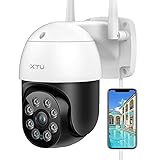 Security Camera Outdoor, XTU 360° View Pan Tilt 2.4G WiFi Outdoor Cameras for Home Security with Mobile App MIPC, Outside IP Surveillance Cameras with Night Vision, Motion Detection, Works with Alexa