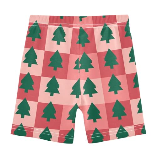 Christmas Tree Square Red Girls Bike Shorts Toddler Girl Clothes Under Dress Dance Shorts for 4-10 Years,4T2