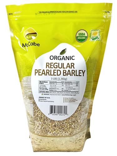 McCabe Organic Regular Pearled Barley - Pearled Barley Organic | Rich with Fiber & Minerals | USDA and CCOF Certified | Product of USA | 3Lbs
