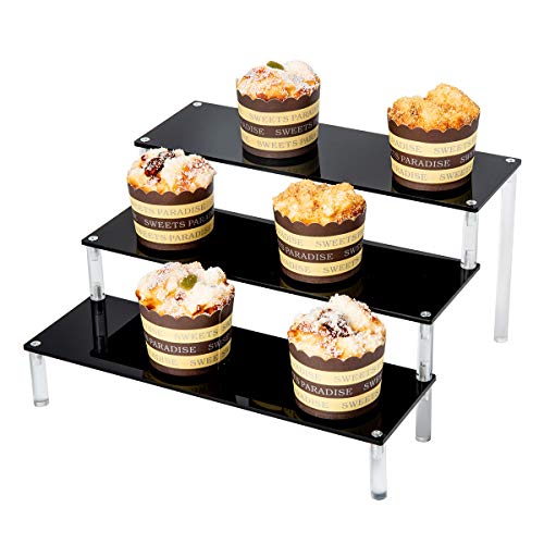 Bycy Black Acrylic Display Stand Perfume Display Stand, 3 Tier Desserts Holder,3 Tier Cupcake Display Risers Steps For Organizer And Decoration #TOP5