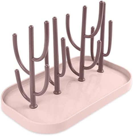 Vicloon Trockenständer Babyflaschen, Trockenständer für Babyflaschen mit Abtropfschale, BPA frei Babyflaschen Zubehör zum Trocknen von Babyflaschensaugern,Bechern und Zubehör(Ros