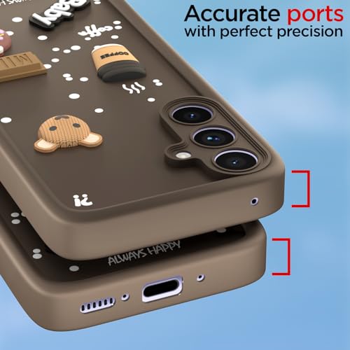 Image of Pikkme Back Cover for Samsung Galaxy A54 5G | Cute Fun Cartoon 3D Bear Silicone Full Body Protection Bumper Cover (Brown)