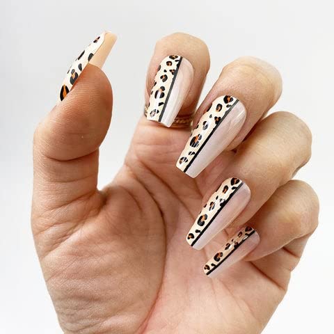 Bhavya Nails : Dual Animal Shade - Premium Artificial Nails / Press On Nails / Fake Nails/ Ready to Wear Nails Set of 14 Nails
