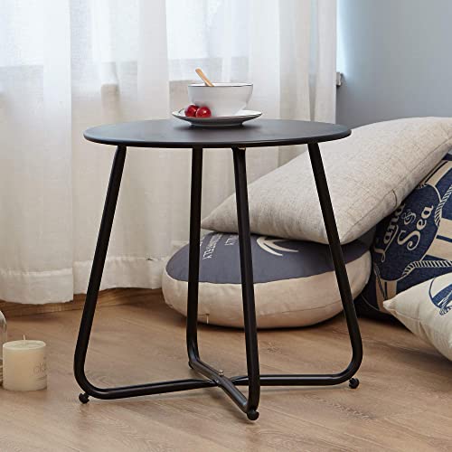 Grand Patio Indoor & Outdoor, Powder Coated Steel Round Side Table, Black #TOP7