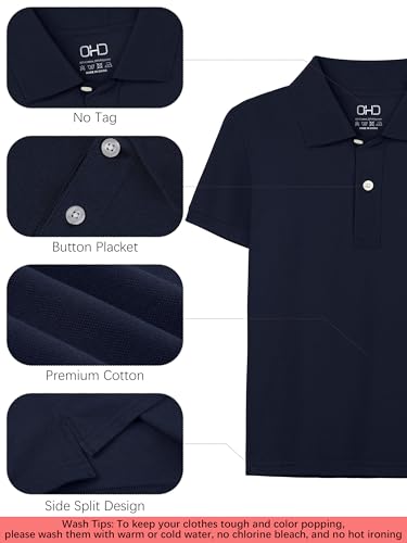 Image of OHD 3 Pack School Uniform for Boys Polo Shirt Cotton Uniform Shirts for Boys Kids School Clothes 3-14 Years