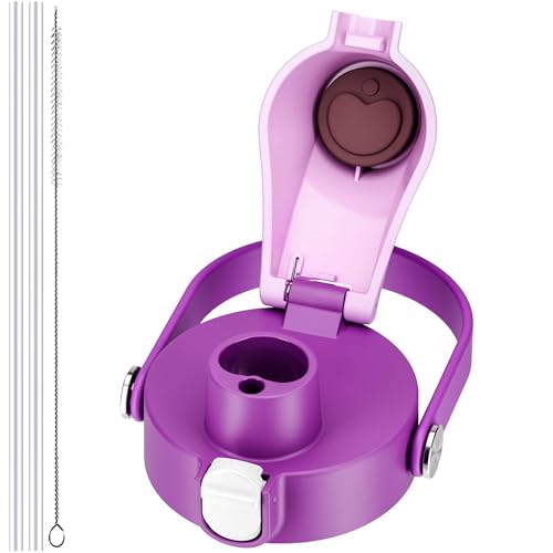 2 IN 1 Lid for Owala Freesip Cups, Replacement Lid for Owala 16oz 24oz 25oz 32oz 40oz, One Button Water Bottle Top Lid,BPA-Free Owala Accessories, Leak-Proof and Dishwasher Safe (Pinkish Purple)