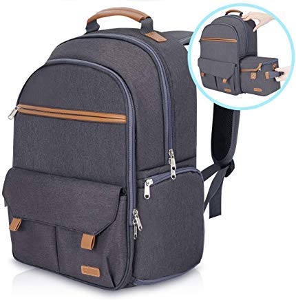 Endurax Waterproof Camera Backpack for Women and Men Fits 15.6 Laptop with Build-in DSLR Shoulder Photographer Bag Gray (Dark Gray)