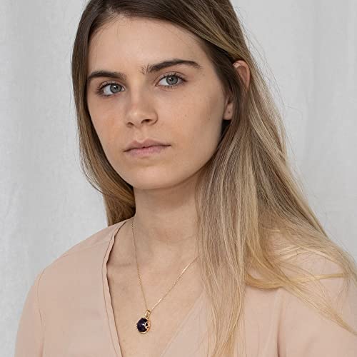 14K Yellow Gold Plated Over 925 Sterling Silver Black Onyx Large Pendant; Natural Round Gemstone Pendant; Unique Jewelry For Women ; Handmade Vintage Style Onyx Necklace For Women #TOP2