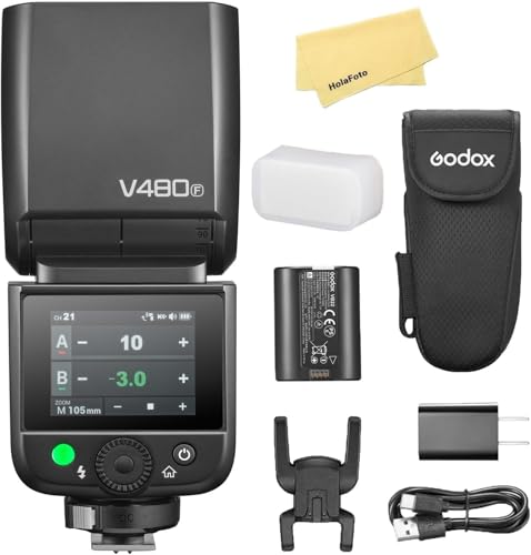 Image of Godox V480F TTL Camera Flash for Fujifilm Camera Flash Speedlite Speedlight Light,GN50,7.2V /2200mAh Li-ion Battery,2.4G HSS 1 /8000s,650 Full-Power Flashes,1.7s Recycle Time,10 Levels LED Modeling Lamp
