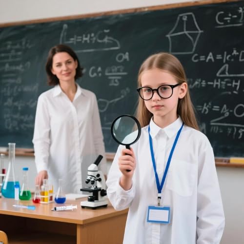 12Pcs Kids Scientist Costume Set, Doctor Costume, Kids Lab Coat, Scientist Doctor Role Play Set For Boys & Girls, Id Card, Liquid Dropper, Glasses, Magnifiers, Gloves, Centrifuge Tube, Syringe - 5