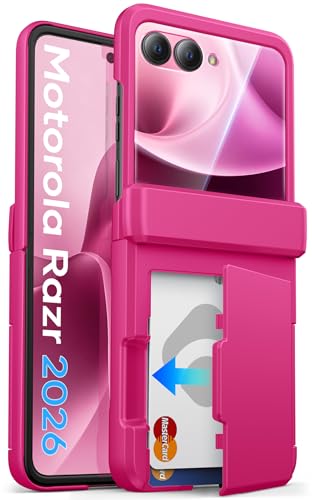 ASAFCASE for Motorola Razr 2026 Phone Case, Built in Card Holder, Hot Pink